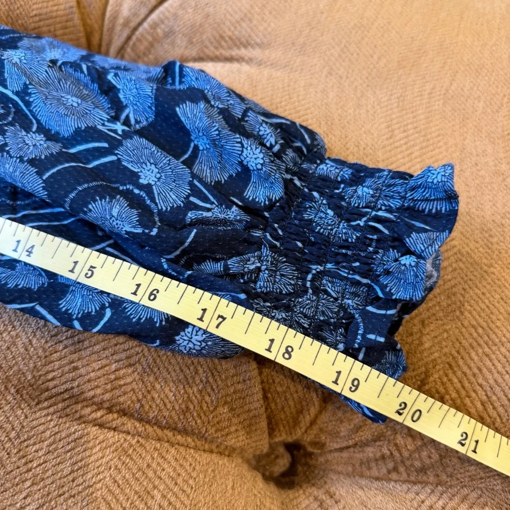Anthropologie Peasant Blouse Maeve Collette Blue Floral Design Sz MEDIUM NEW - Picture 8 of 9